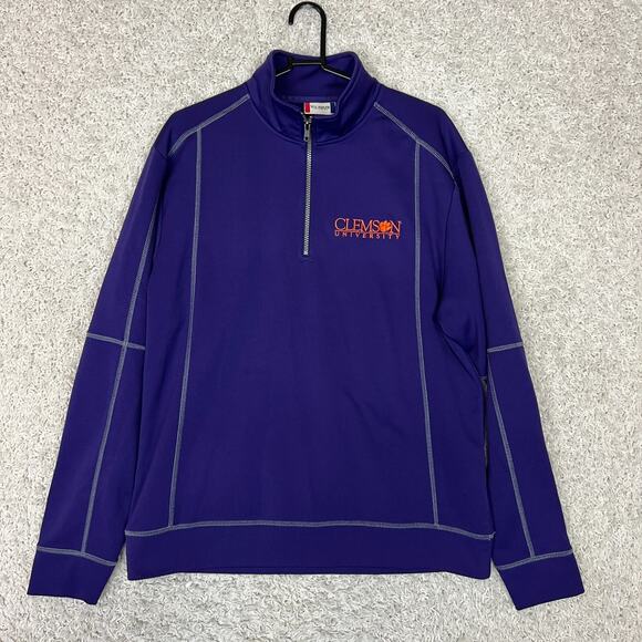 Clemson University Tigers 1/4 Zip Pullover Shirt Mens Medium Purple College NCAA - Picture 1 of 8